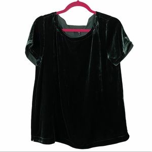 Eileen Fisher Sz S Green Velvet Silk Blouse Top